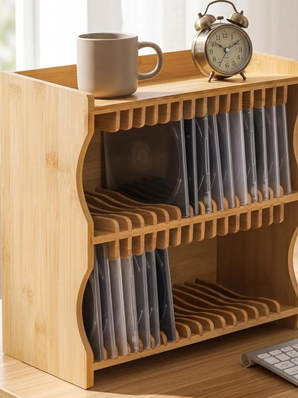 Bamboo CD/DVD Storage Organizer - Light Wood